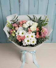 Букет цветов из:  Розы, Лизиантусы и Хризантемы в Шерегеше