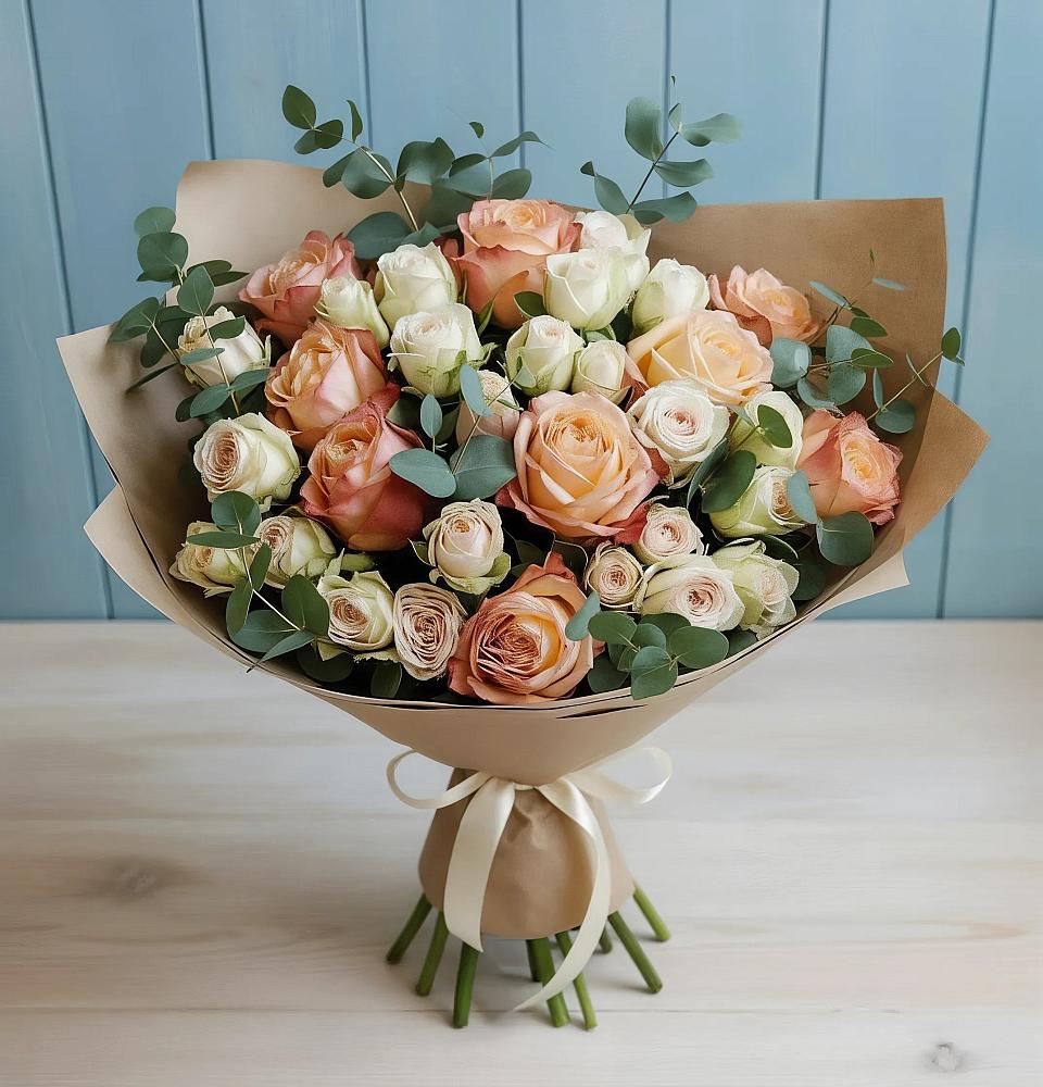 Букет цветов из: Альстромерии и Розы в Шерегеше