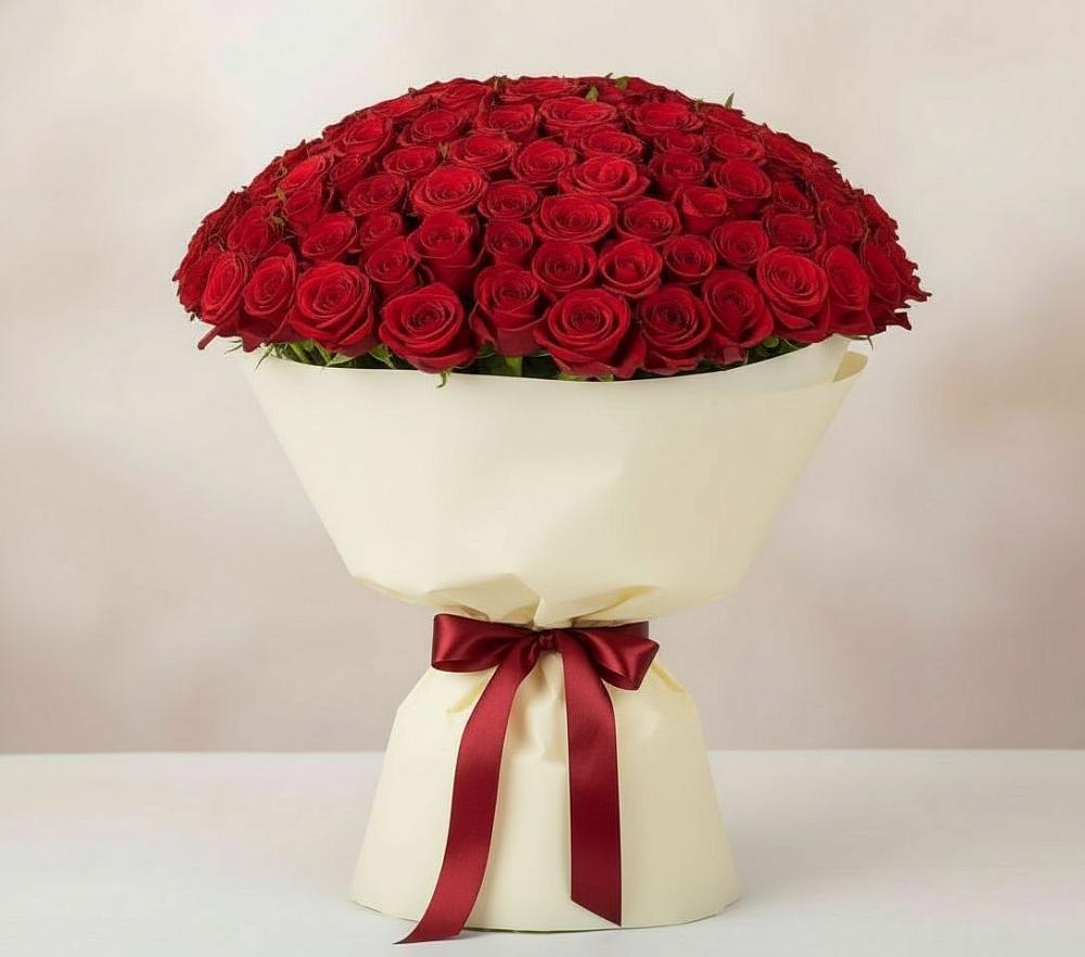 Букет 101 Красная роза Милано в Шерегеше