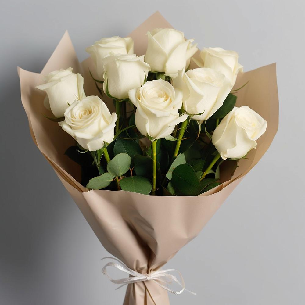 Букет 9 Белых роз Эдлесс Лав в Шерегеше