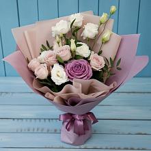 Букет цветов из:  Розы и Лизиантусы #REPLACE_PRED# Шерегеше