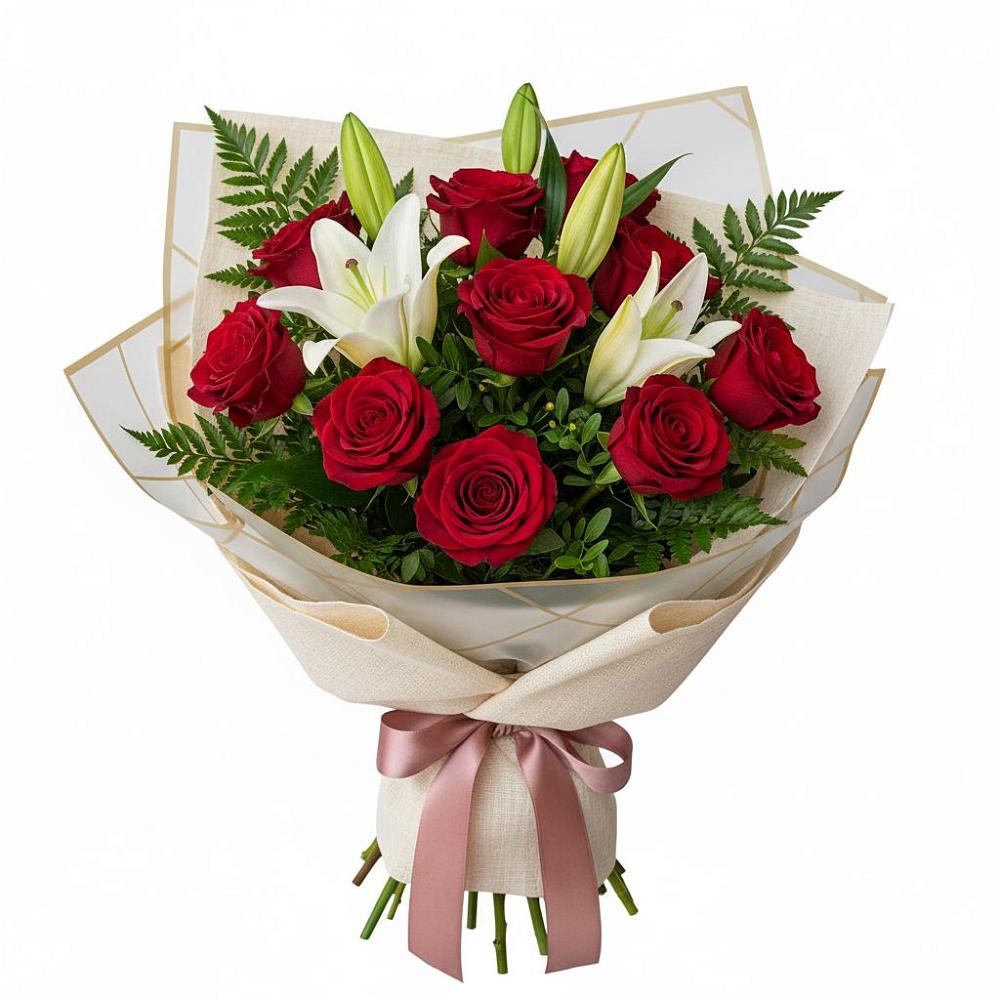 Букет цветов из: Лилии и Розы в Шерегеше