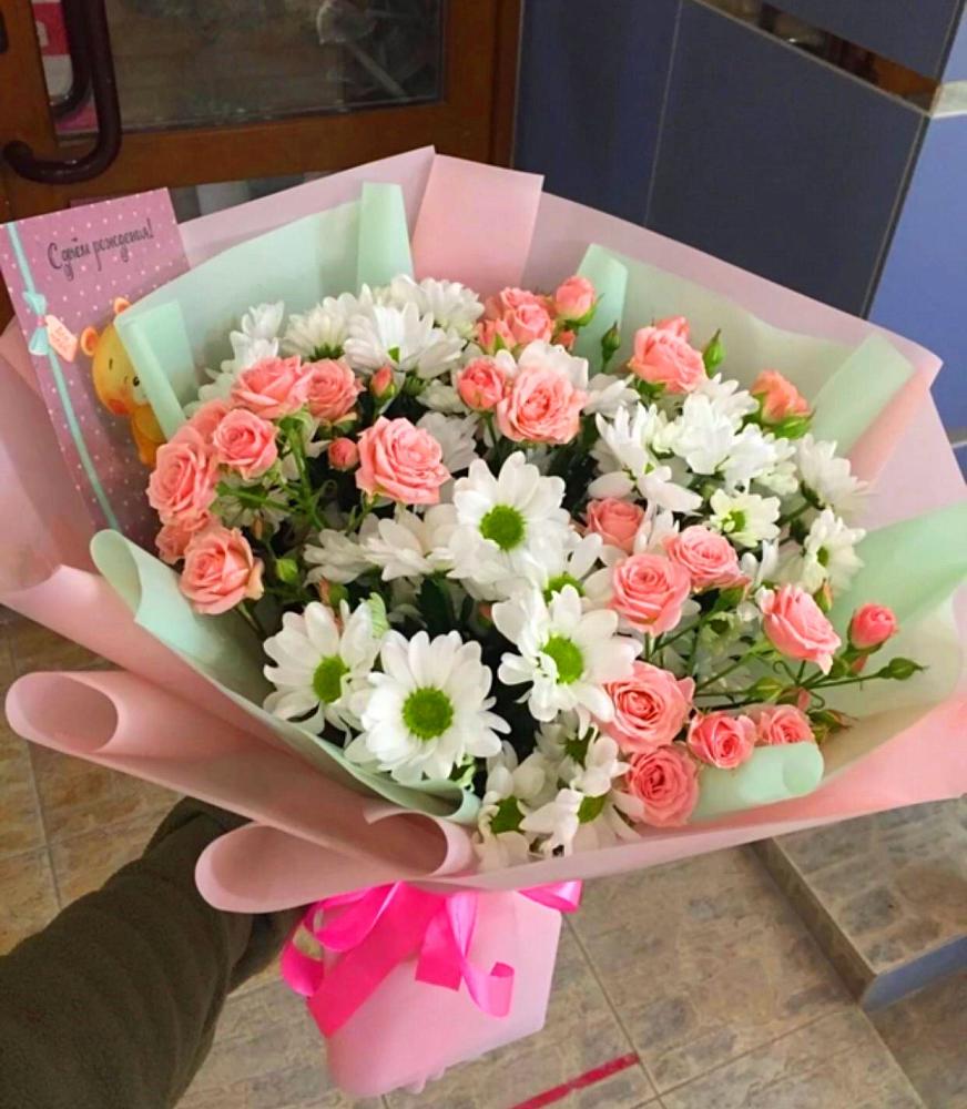 Букет цветов из: Розы и Хризантемы в Шерегеше