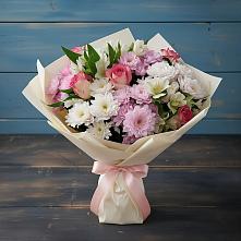 Букет цветов из:  Хризантемы, Альстромерии и Розы в Шерегеше