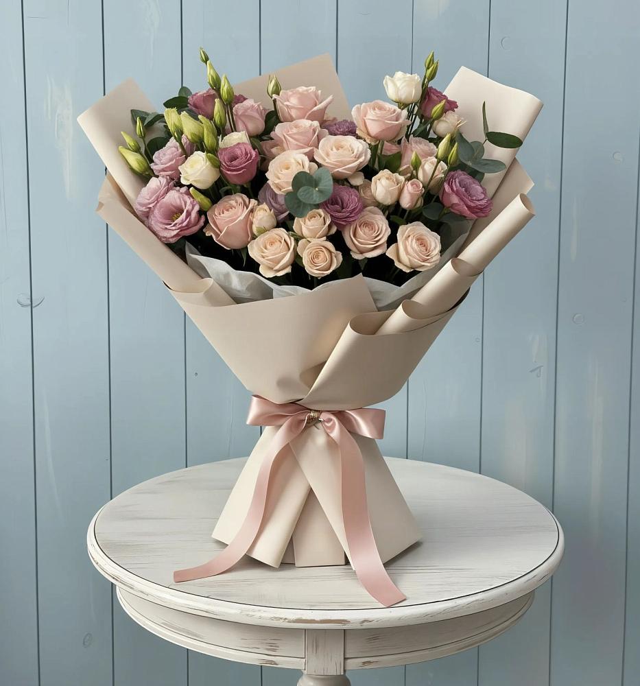 Букет цветов из: Розы и Лизиантусы в Шерегеше