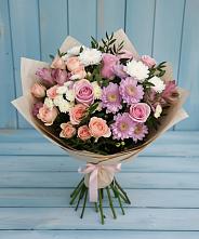 Букет цветов из:  Хризантемы, Розы и Альстромерии в Шерегеше