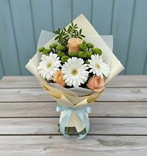 Букет цветов из:  Герберы, Розы и Хризантемы в Шерегеше